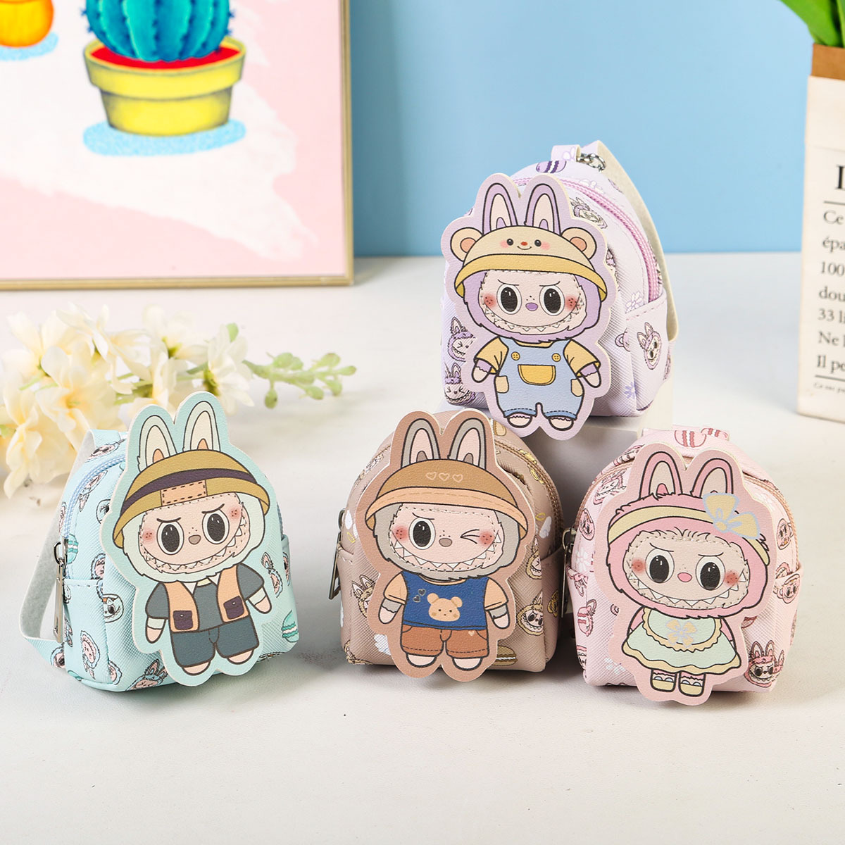 cartoon small backpack coin purse card holder lovely key buckle bag mini bag earphone bag portable carry-on full figure