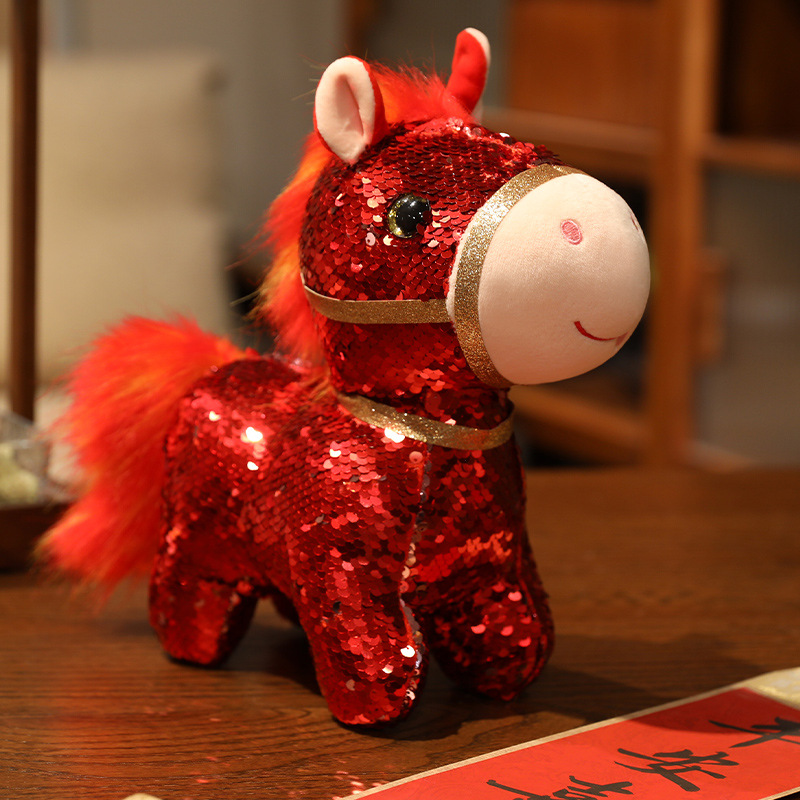 colorful pony doll doll cute sequined horse year mascot plush toy baby doll children gift Item Picture