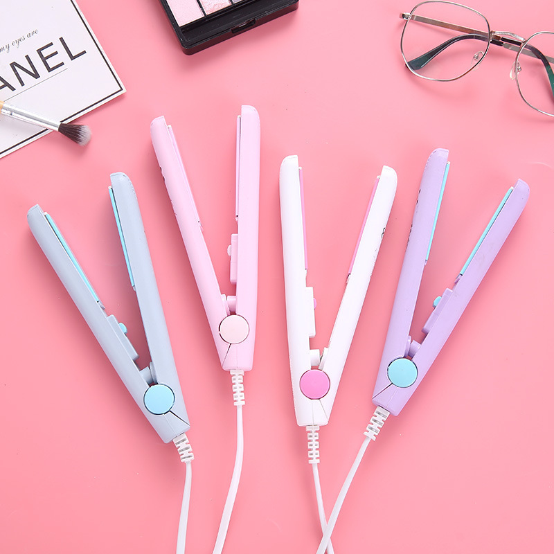 mini hair curler hair curler and straightener dual-use hair straightener plastic box packaging hair styling iron ironing board student dormitory factory direct supply Specification drawing