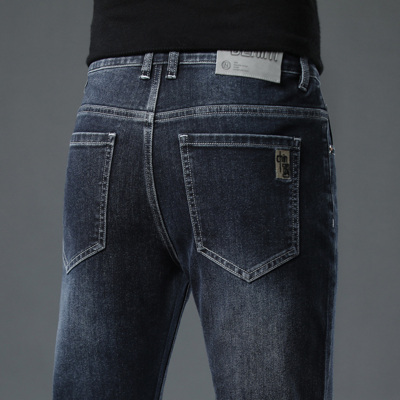 fall 2025 new jeans men's slim straight stretch thick soft and comfortable men's trousers details Picture