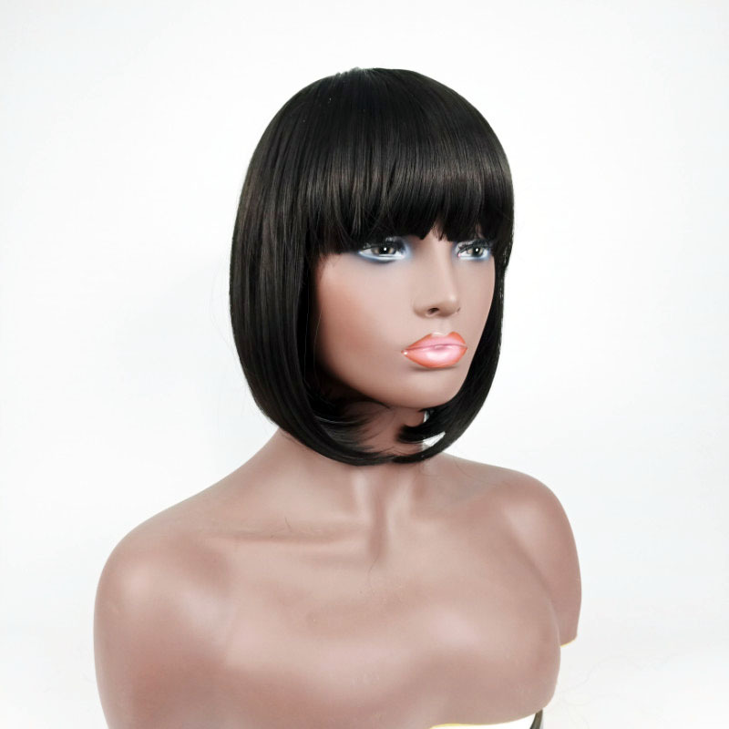 amazon spot wig supply bob haircut qi bangs short straight hair european and american ladies head cover foreign trade cross-border e-commerce Specification drawing