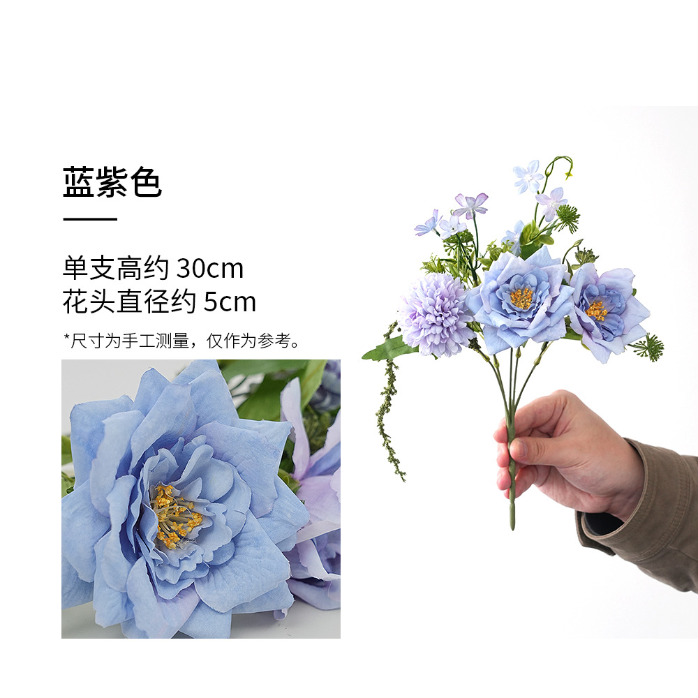 artificial flower rose small bouquet bouquet home decoration wedding event scene layout fake flower hot selling cross-border products Specification drawing
