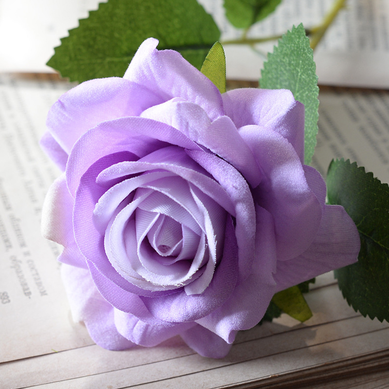 artificial flannel rose single hand-feeling fake flower wedding home furnishing valentine's day decoration high-grade bouquet wall waterfall full figure