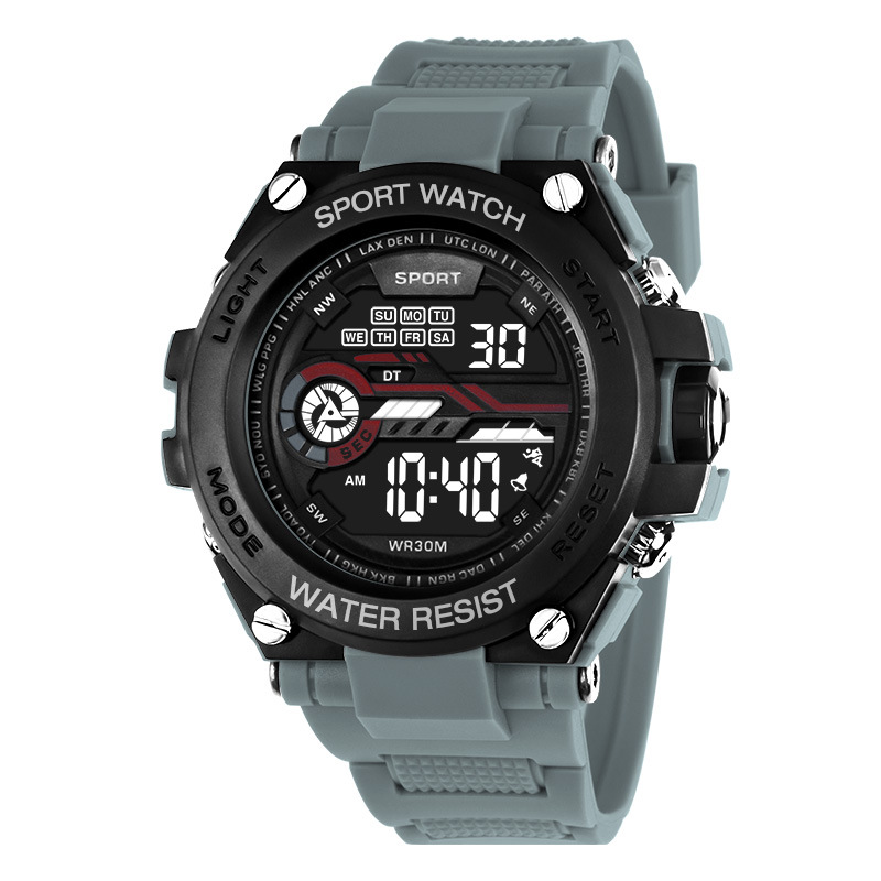 new fashion men's junior high school student electronic watch multi-function trend sports luminous timing led watch Specification drawing