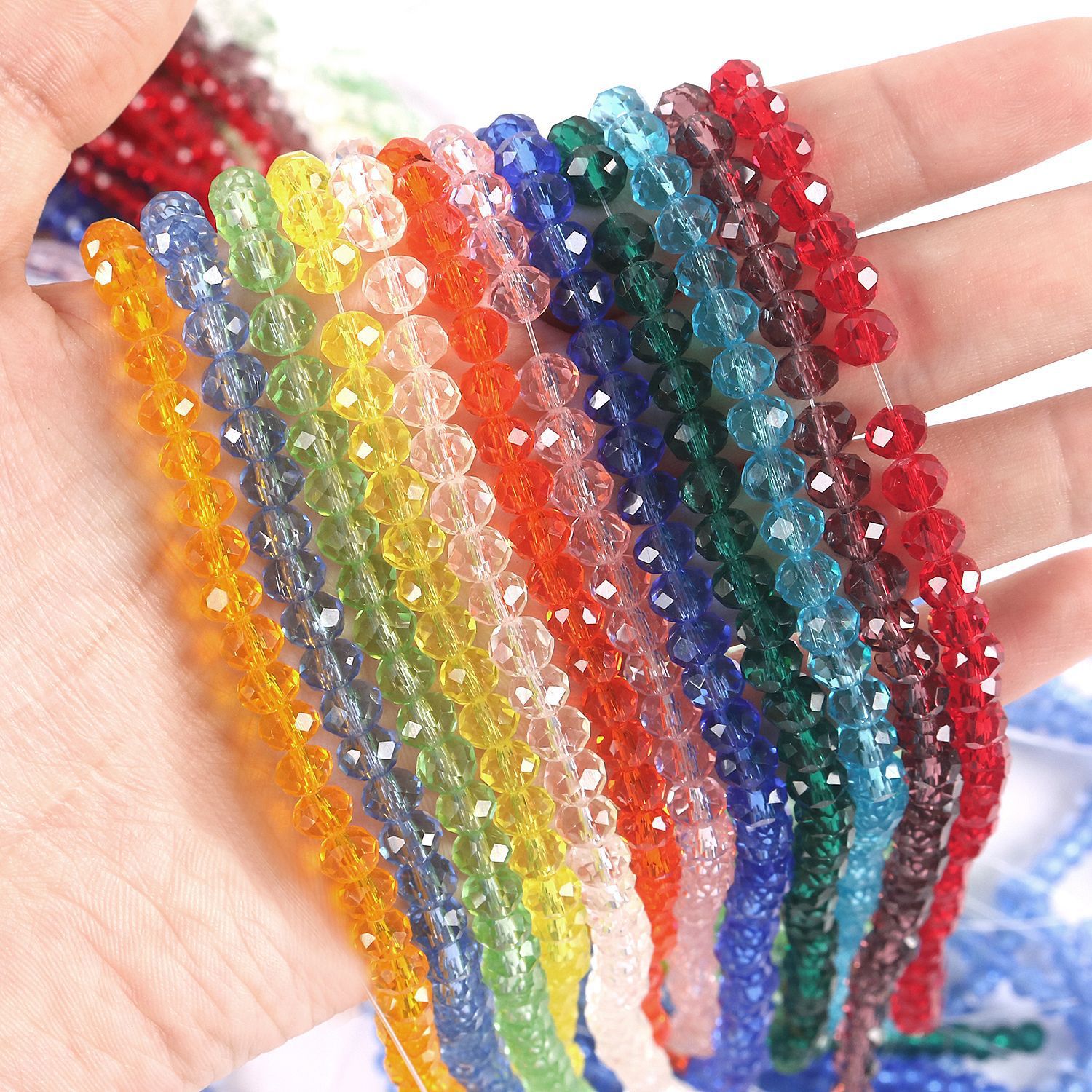 flat beads/3/4/6/8mm ornament wheel beads diy crystal beads accessories transparent ordinary color whole string full figure
