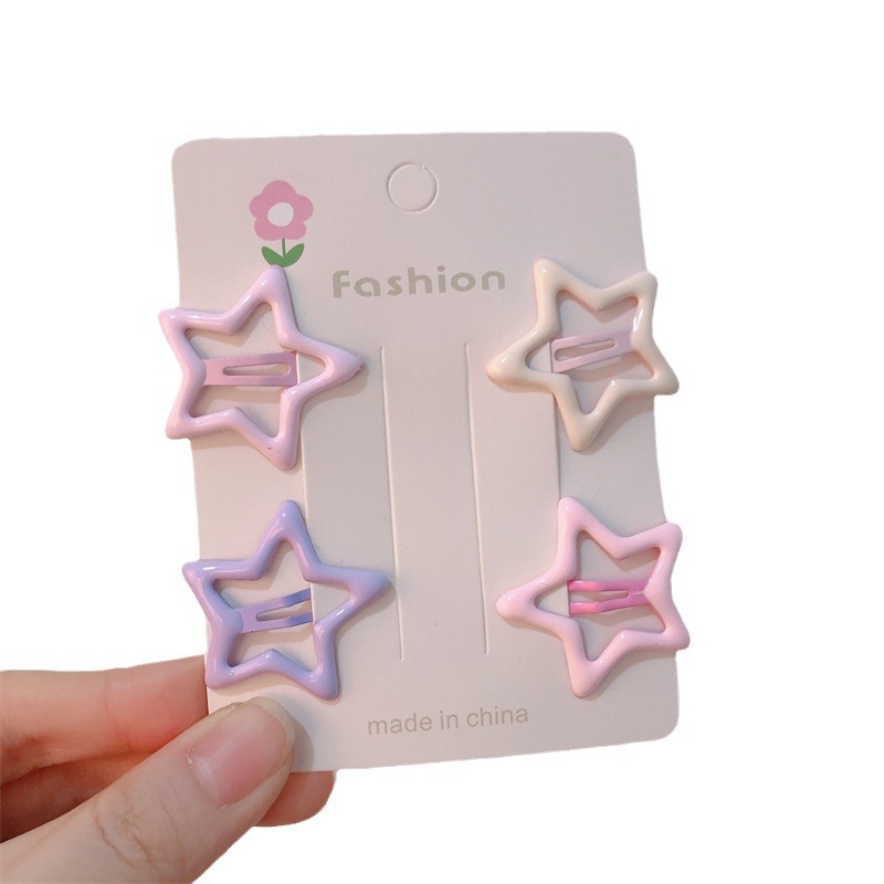 gradient fancy pink star hairpin internet celebrity side broken hair bangs bb clip girl heart joker hairclip headdress Item Picture