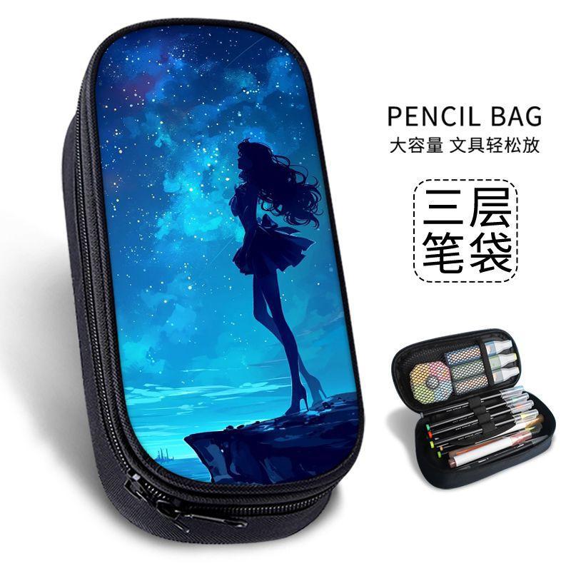 girl heart pencil case large capacity pencil case pretty girl warrior junior high school student elementary students' pencil bag popular storage box full figure
