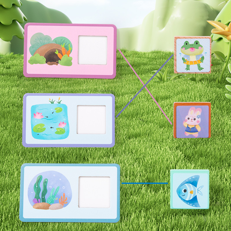 CPC CE EN71 Children's Wooden early education Animal Home Life Scene Matching Puzzle Exercise hand-eye coordination Interactive Educational toy Kindergarten operation Area Corner toy Application Scenario