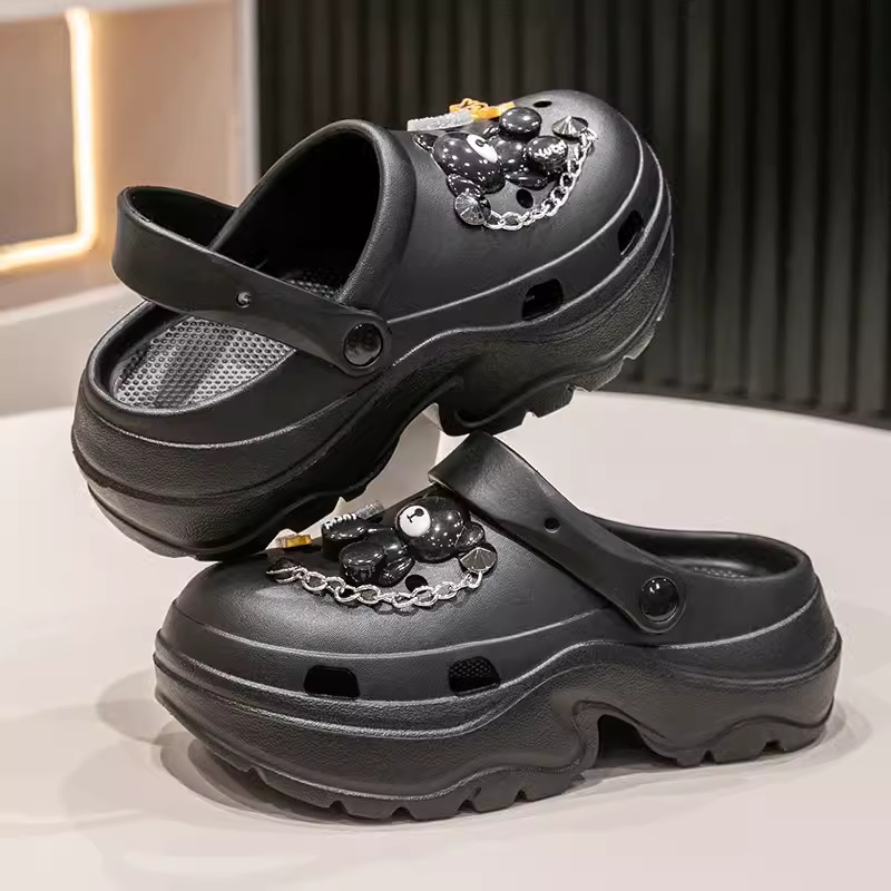 breathable coros shoes women's outdoor wear 2024 summer eva slip-on thick-soled beach sandals deodorant increased by hole slippers Item Picture