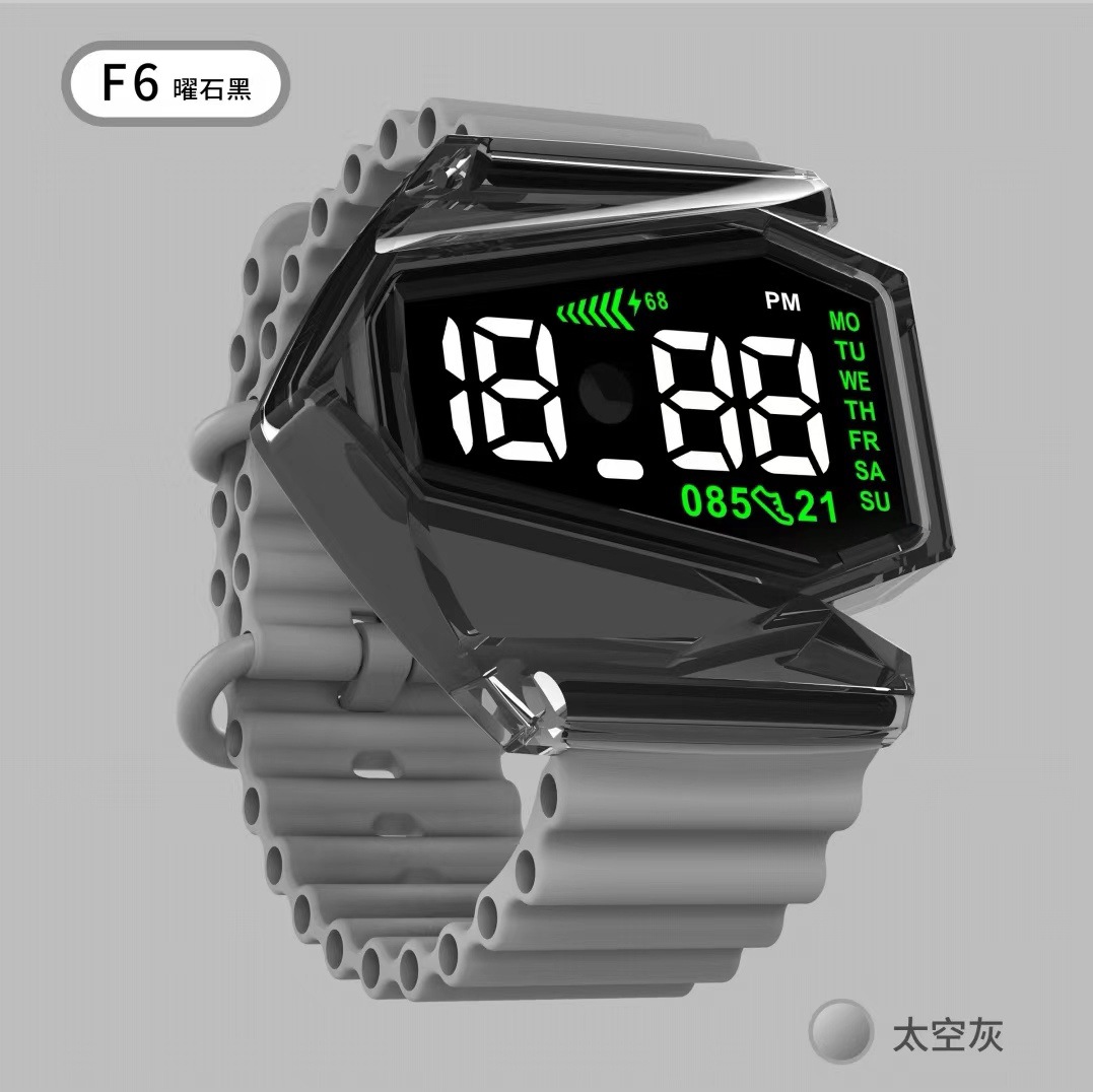 cross-border new arrival led electronic watch f6 waterproof luminous fashion sports student children aircraft glasses watch manufacturer Specification drawing