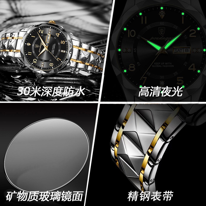 swiss brand new men's watch luxury waterproof luminous quartz watch live foreign trade popular style one piece dropshipping details Picture