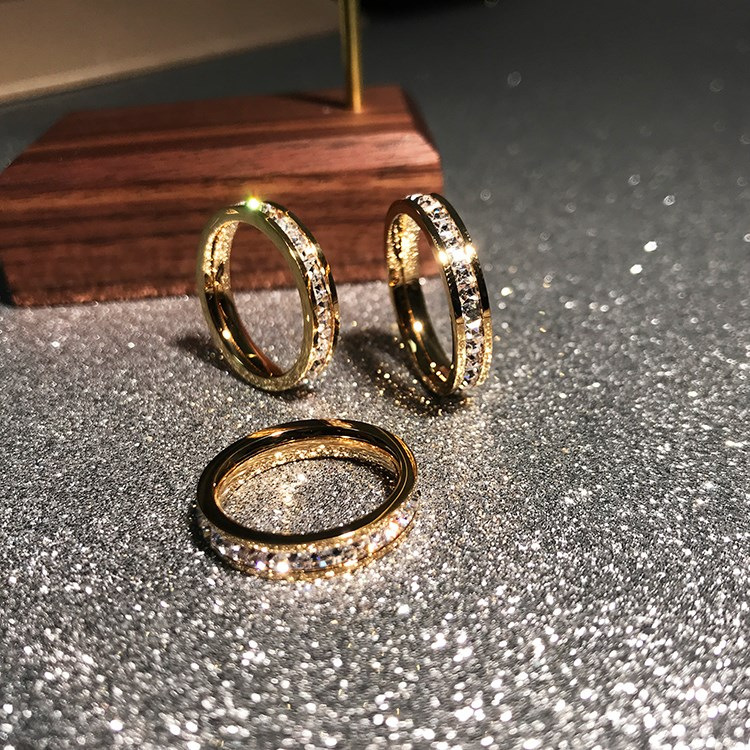 non-fading titanium steel ring female niche design internet celebrity couple rings fashion starry diamond affordable luxury style tail ring Specification drawing