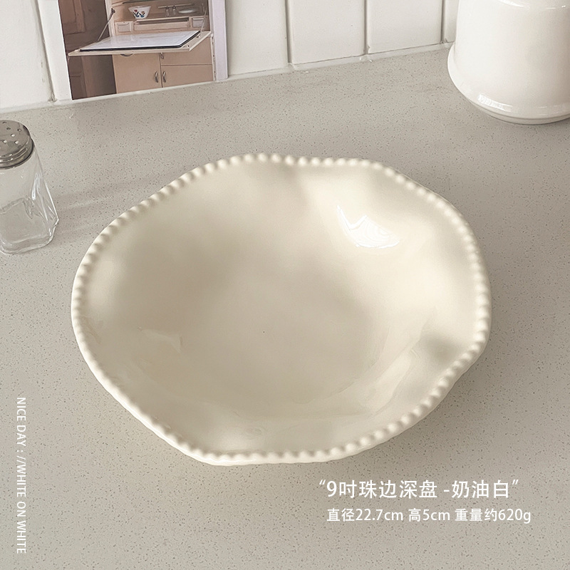 ins style tableware irregular plate dishes household ceramic plate high-grade vegetables salad dish pasta plate Specification drawing