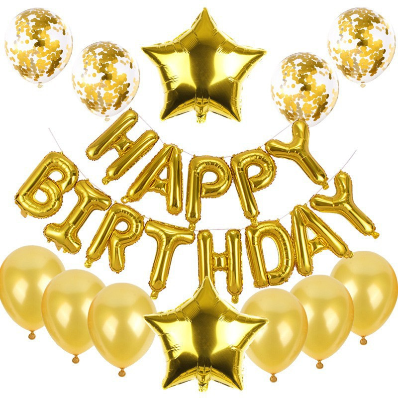 cross-border happy birthday balloon set latex sequined balloon party decoration aluminum film letter birthday atmosphere layout Application Scenario