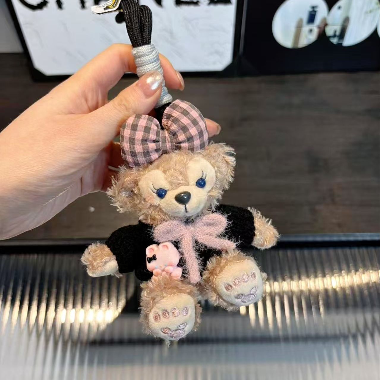shelliemay pendant doll rose rose car key ring duffy bear sitting plush doll and bag hanging car hanging female Item Picture