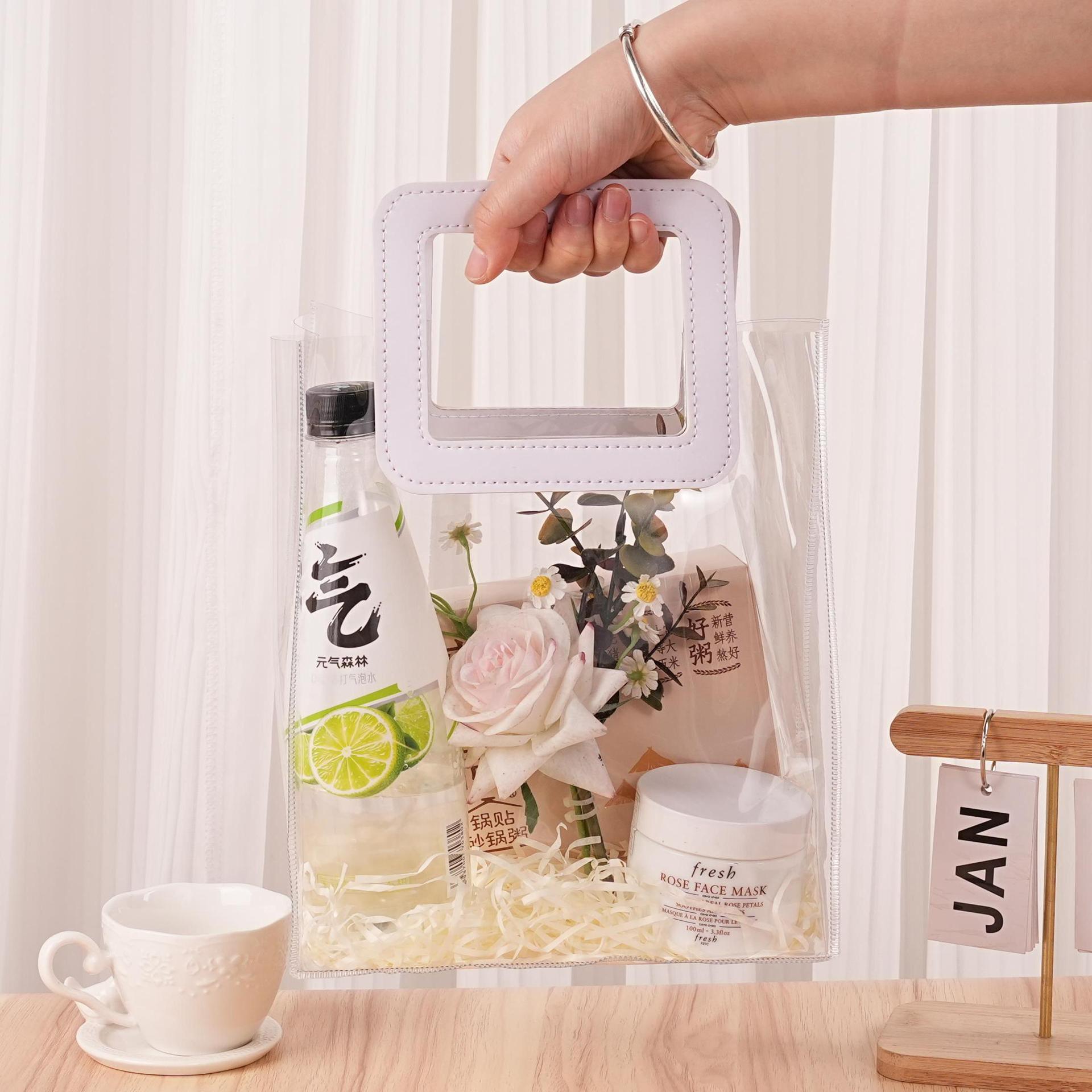 spot pvc handbag wholesale gift candy gift bag plastic high-grade gift transparent packaging bag ins full figure