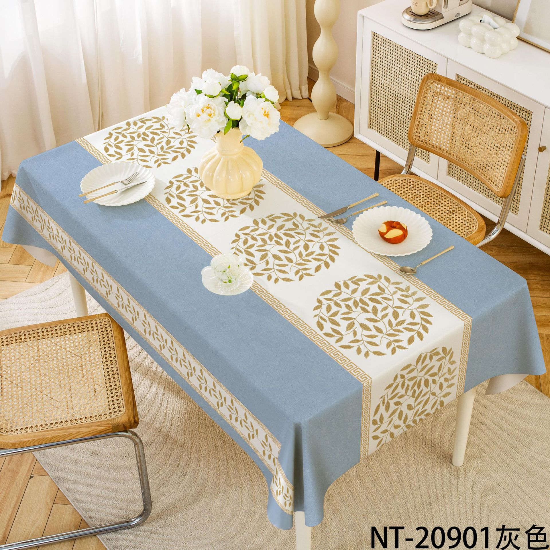cross-border pastoral style disposable pvc tablecloth ins waterproof and oil-proof new chinese style anti-scald rectangular tablecloth wholesale full figure