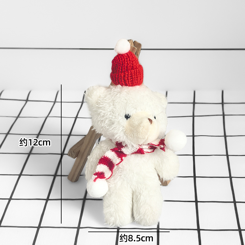 christmas cute blush bear children's plush doll christmas one-piece bear school bag package pendant keychain ornaments full figure