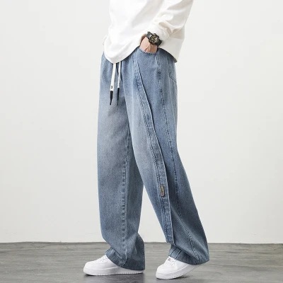 machete jeans men's autumn american high street washed pants plus size fashion brand loose straight men's wide leg pants Specification drawing