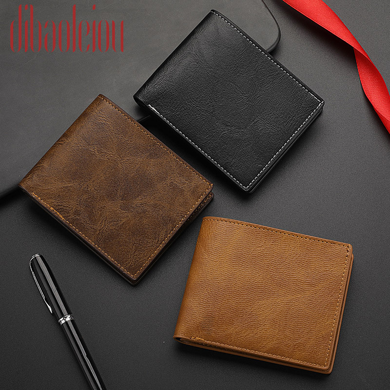 horizontal wallet wholesale men's short wallet men's student wallet retro wallet no logo factory spot details Picture