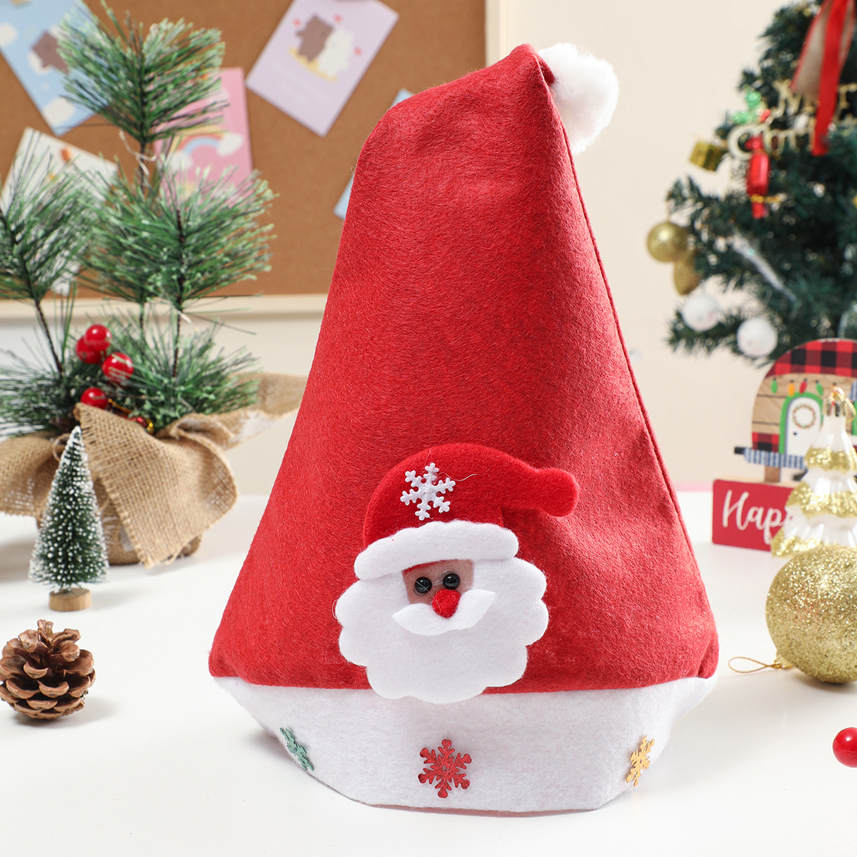 factory direct sales christmas hat non-woven cartoon with lights christmas hat christmas decorations small gifts wholesale full figure