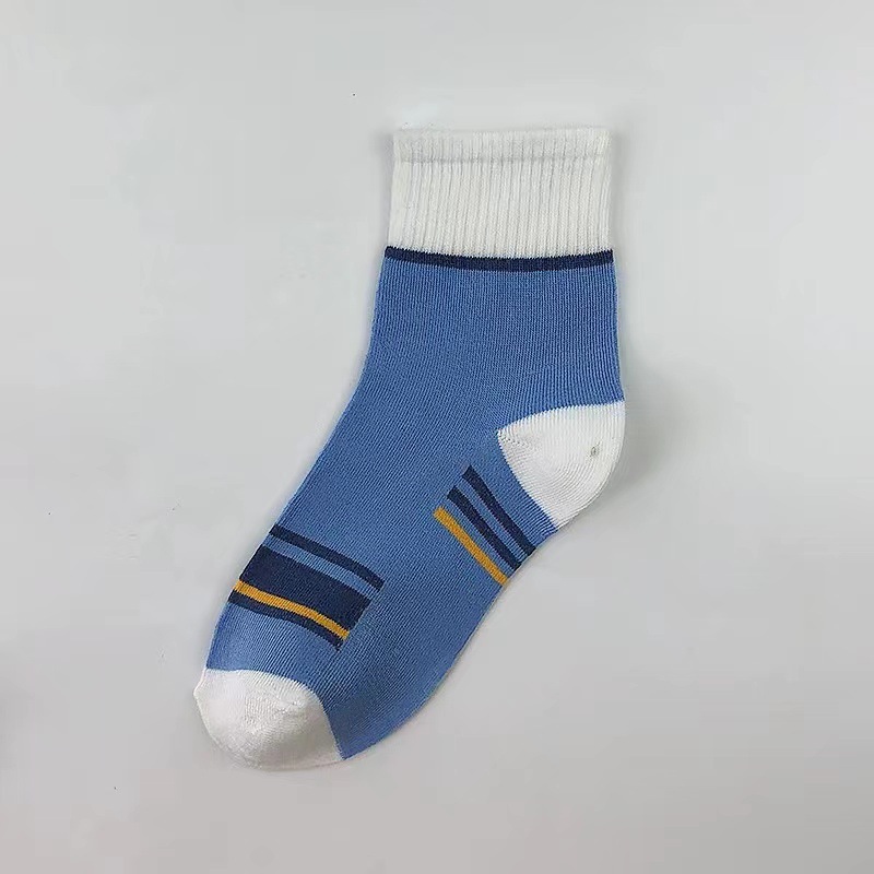 socks men's mid-calf length sock spring and autumn sports sweat-absorbent stink prevent socks spring and summer thin mixed color stripe sports socks details Picture