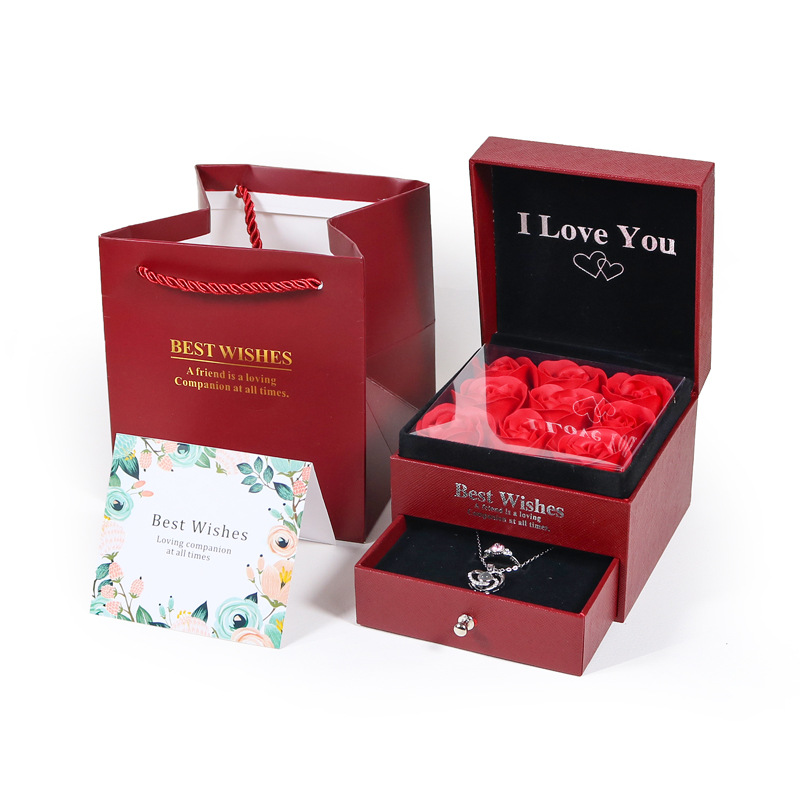 valentine's day rose jewelry box double drawer nine flower lipstick gift box necklace ring gift box wholesale Application Scenario