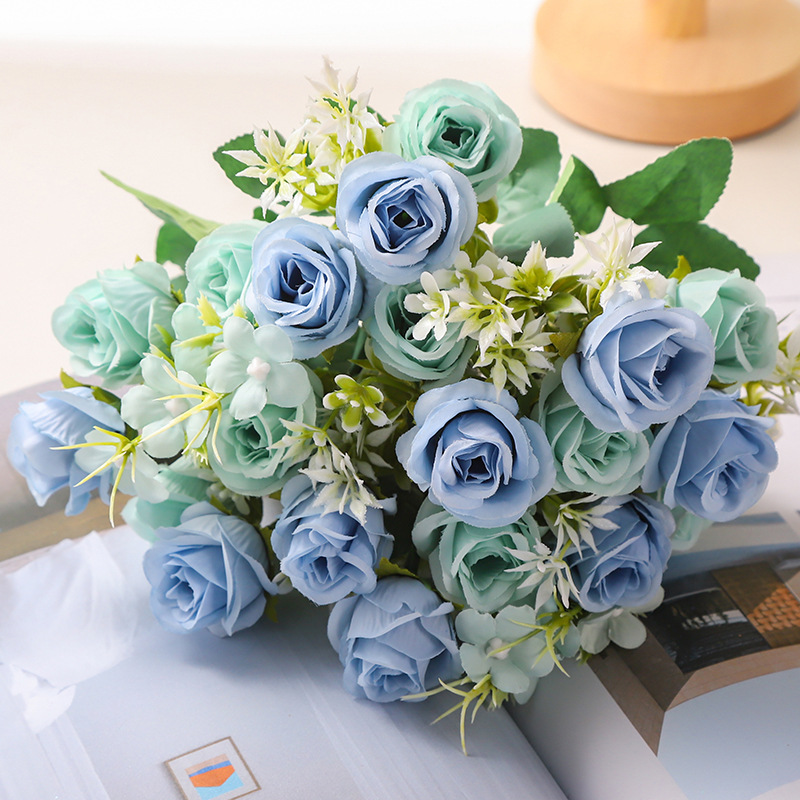 simulation 10 roses korean-style bouquet fragrant concubine rose artificial flower home wedding rose bouquet decorative flower details Picture