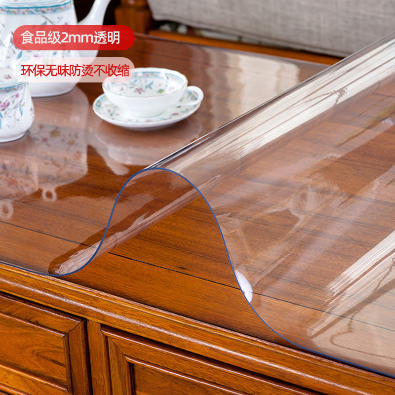 pvc table mat transparent thickened soft glass waterproof non-slip and oilproof disposable tea table cloth plastic crystal scraper tablecloth Application Scenario