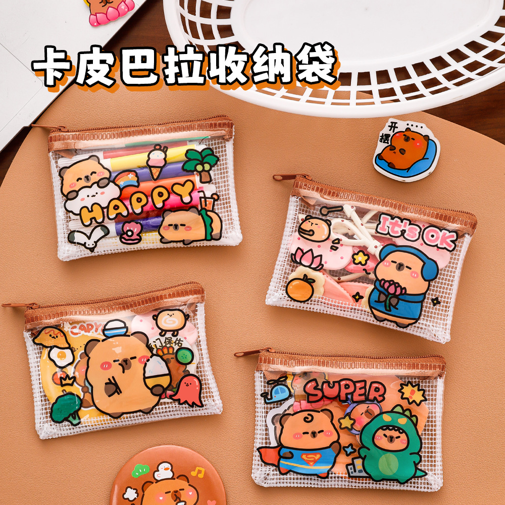 cute capabala coin purse children's pvc mini-portable buggy bag student cartoon capybara lipstick pouch details Picture