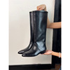 sheepskin version ~ genuine leather all-match retro pointed toe knight boots women 2025 new slimming below the knee high tube long boots full figure