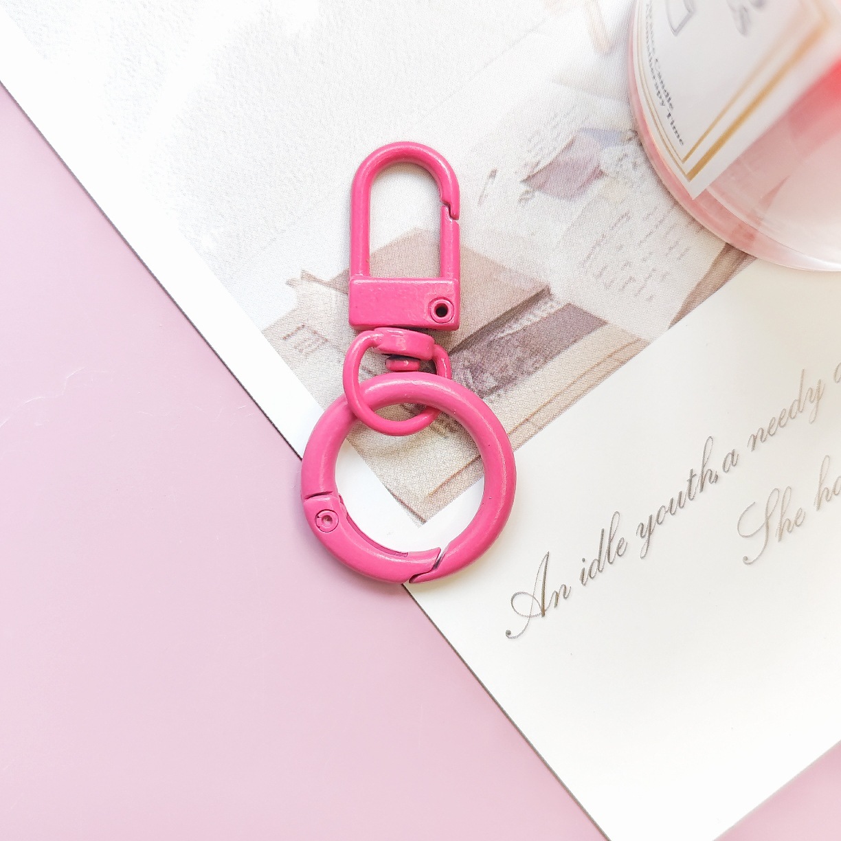 macaron color keychain diy ornament accessories pendant candy color door latch spring coil keychain color ornaments Specification drawing