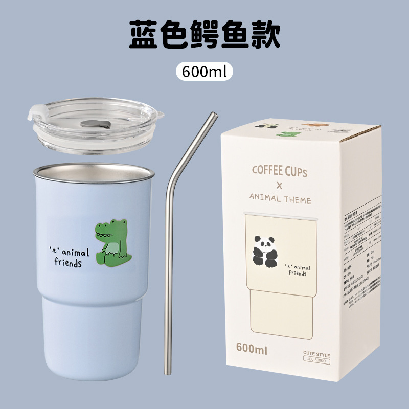 ? 304 stainless steel coffee cup household cups portable water cup creative cartoon mug with lid good-looking cup Application Scenario
