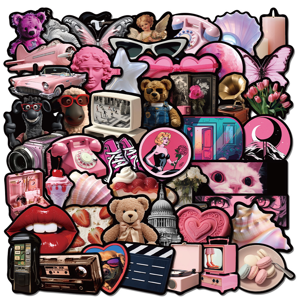 50-373 advanced simple cute graffiti stickers mobile phone helmet cartoon ipad journal decorative stickers waterproof details Picture