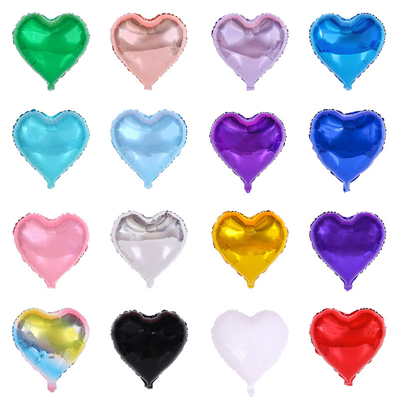 cross-border 18-inch love sparkling style solid color gold silver birthday party deployment and decoration aluminum foil aluminum balloon wholesale Item Picture