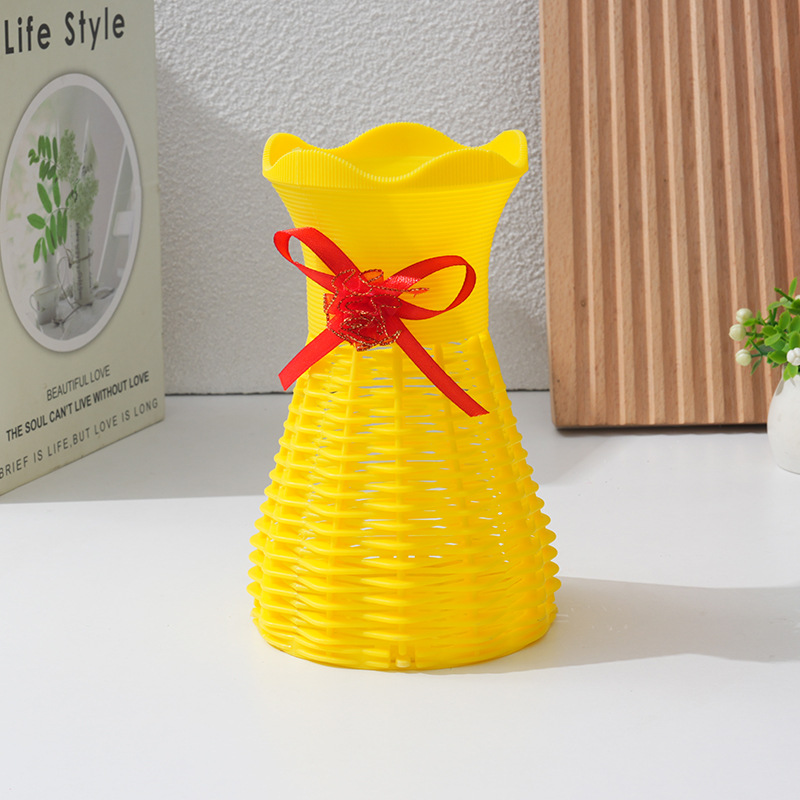 nordic ins feng shui corrugated plastic vase living room dining table domestic ornaments flower arrangement container cross-border foreign trade full figure