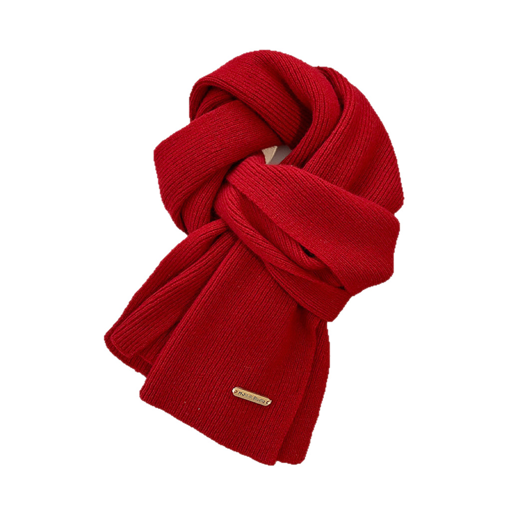 women's scarf winter 2024 new wool knitted solid color small scarf trendy korean style thick warm all-match long scarf Item Picture