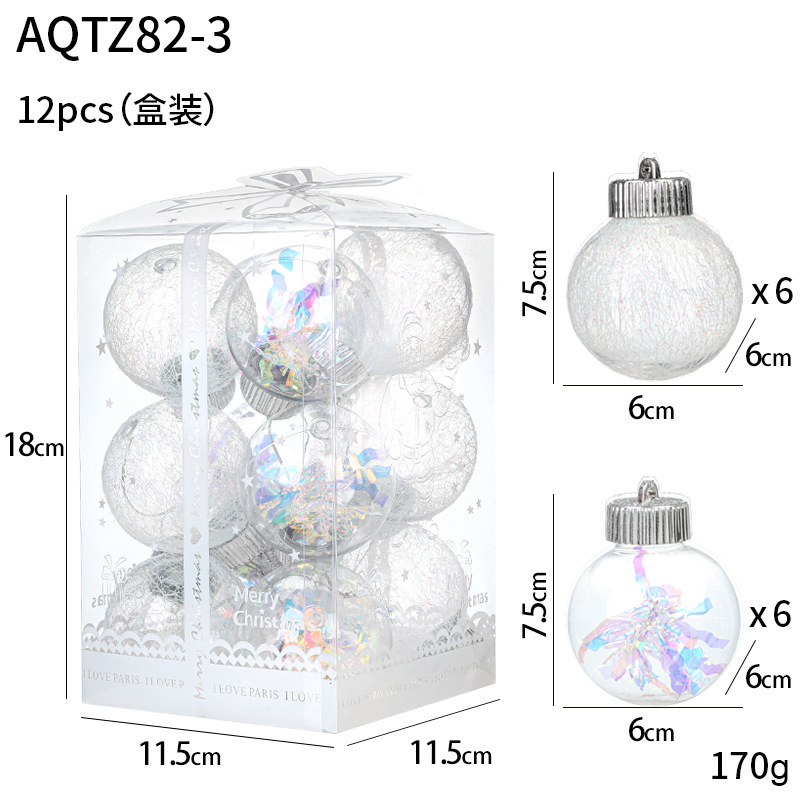 cross-border color christmas ball set transparent ball foam ball plastic colorful mesh ball christmas tree show window decoration Item Picture