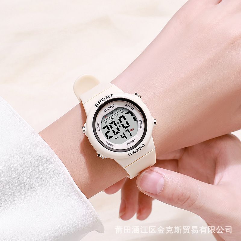 factory wholesale male and female students children's electronic watch multi-function waterproof alarm clock good-looking college style electronic watch full figure