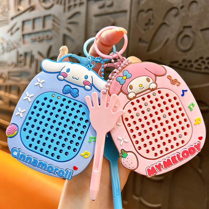 creative new decompression magnetic steel ball drawing board keychain cute schoolbag pendant car key chain gift wholesale Specification drawing