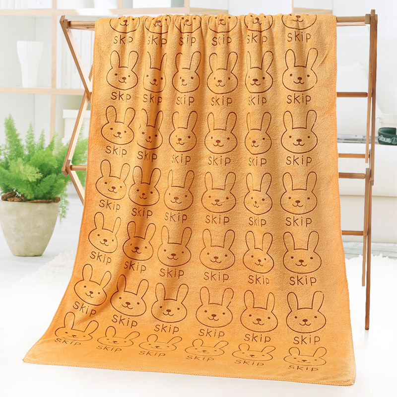 microfiber bath towel beach towel water-absorbing quick-drying children's big towel rabbit head printed cartoon swimming bath bath towel Specification drawing