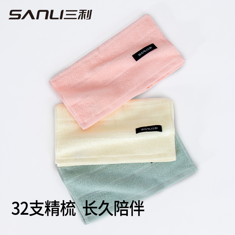 [three] sanli towel pure cotton plain face towel honeycomb satin big towel adult pure cotton towel commercial super labor protection Item Picture