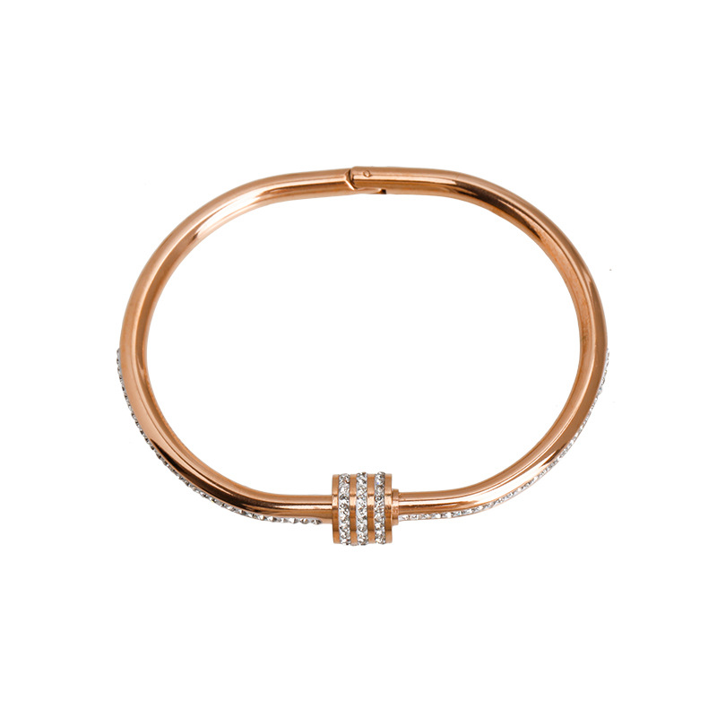 real gold electroplated zircon titanium steel bracelet women's fashion simple high sense bracelet niche temperament all-match jewelry wholesale Item Picture