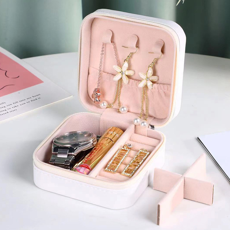 pu jewelry storage box manufacturer ear stud necklace decorative wrapper storage box household ring portable storage jewelry box Application Scenario