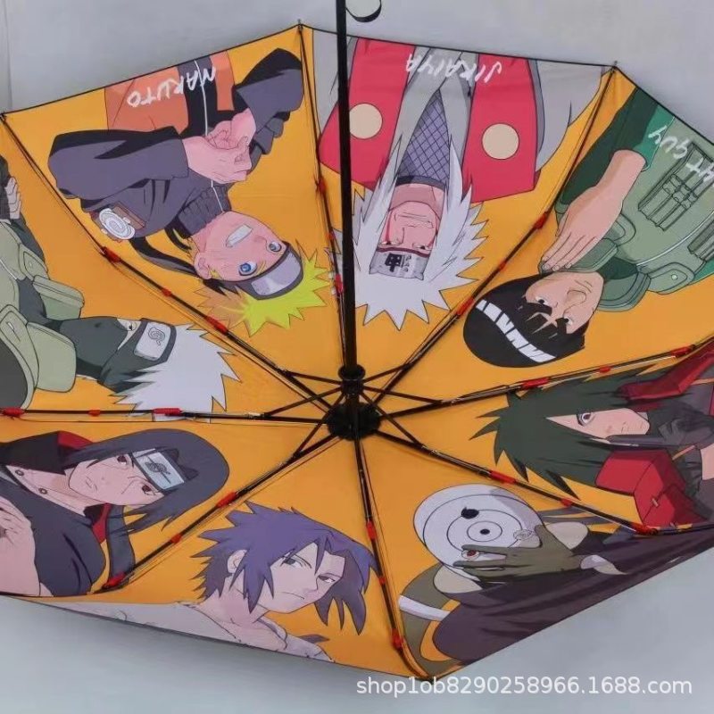 naruto umbrella anime peripheral two-dimensional black glue automatic sunny umbrella small organization folding parasol generation hair full figure