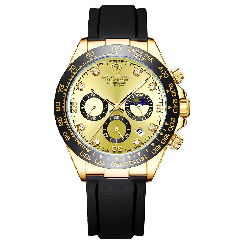 2024 foreign trade popular style men's watch belt waterproof multi-function quartz watch racing dial cross-border men's watch Specification drawing