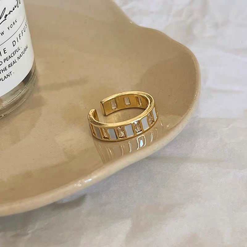 glacier mint super white fritillary enamel blue ring female special-interest design index finger ring light luxury high-grade ring details Picture