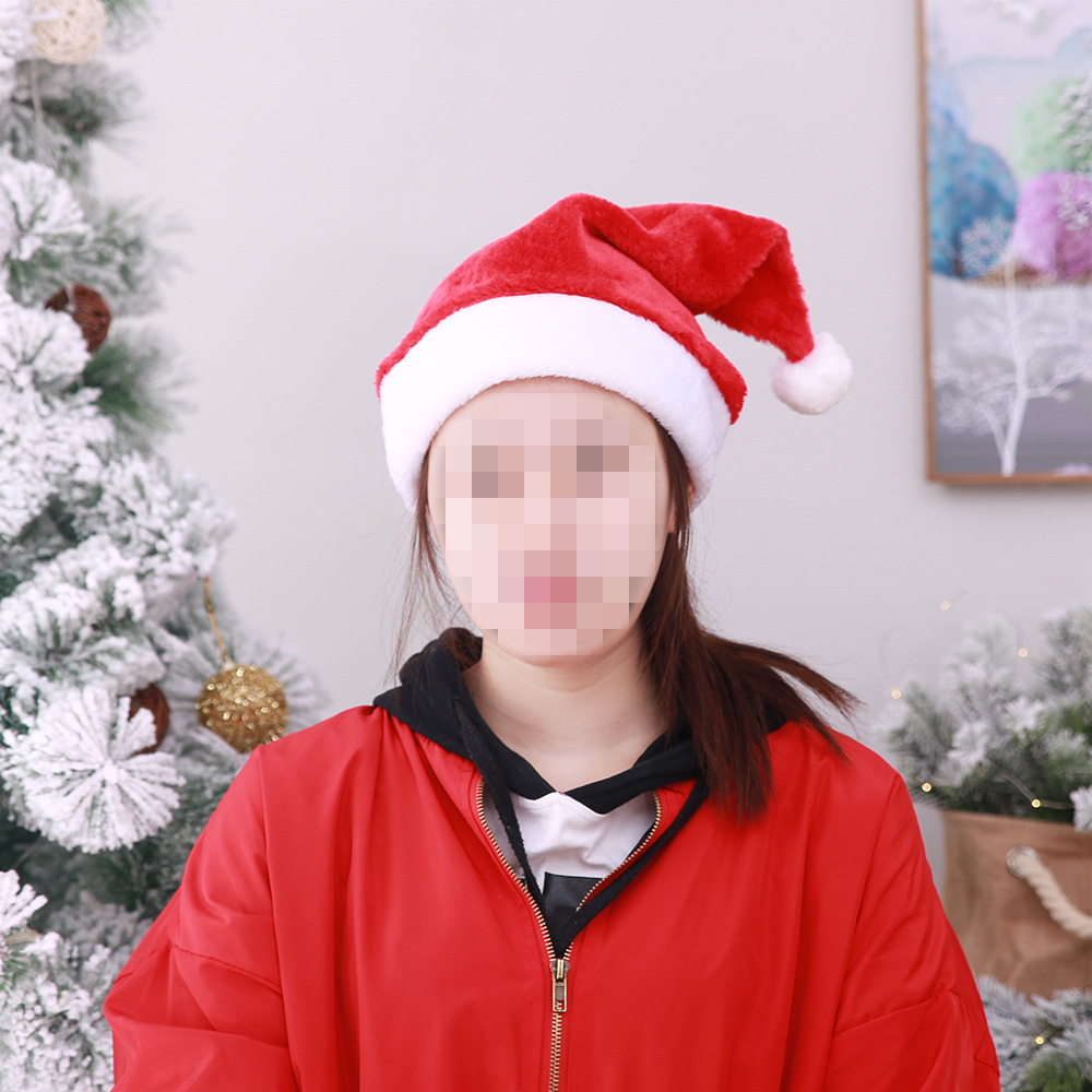 christmas decoration supplies high-end christmas short plush hat christmas product adult christmas hat party dress up details Picture