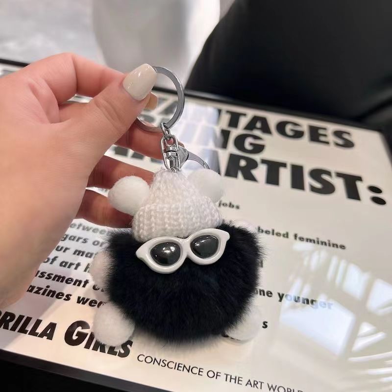 cute imitate rex rabbit fur small briquette handbag pendant plush doll schoolbag pendant car key ring plush gift full figure