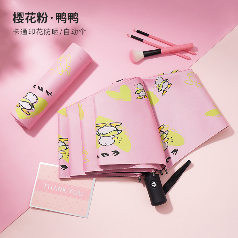 umbrella rain and rain dual-use cute painter hand-made sun protection umbrella automatic folding uv protection sun umbrella details Picture